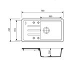 Casa si Gradina - Sanitare - Chiuveta bucatarie si accesorii - Chiuvete bucatarie - Chiuveta de bucatarie din granit cu o cuva si scurgator, seria SLIM LONG, Black, 780x435x200 mm, FLOW FCB-7843SLBM/1T - Infinity.ro