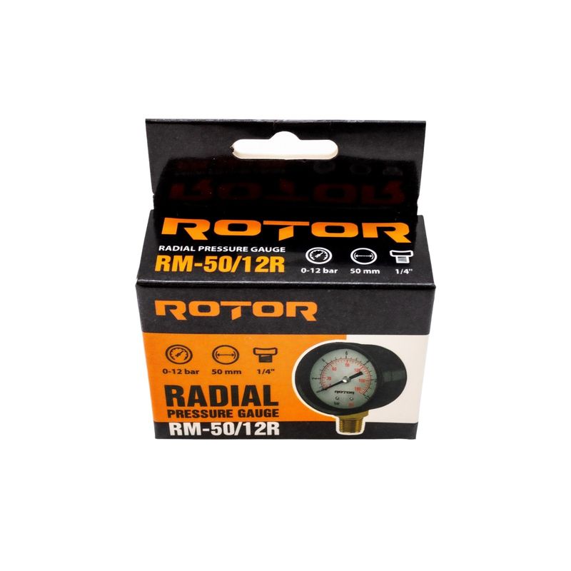 Casa si Gradina - Sanitare - Instalatii hidro - Fitinguri - RM-50/12R, Manometru radial apa 0-12 bar, 50 mm, conexiune 1/4", ROTOR - Infinity.ro
