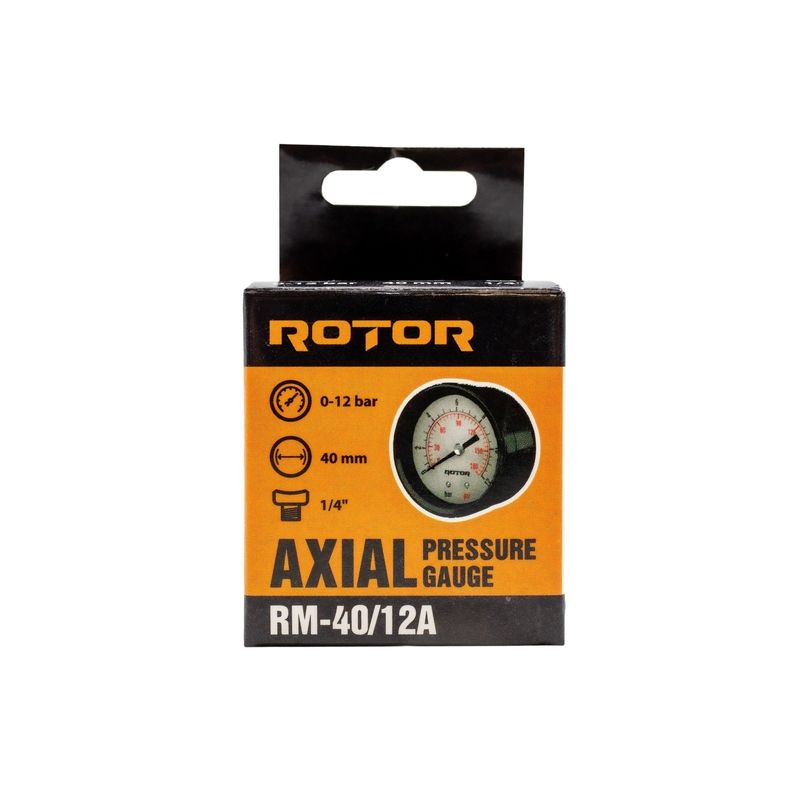 Casa si Gradina - Sanitare - Instalatii hidro - Fitinguri - RM-40/12A, Manometru axial apa 0-12 bar, 40 mm, conexiune 1/4", ROTOR - Infinity.ro
