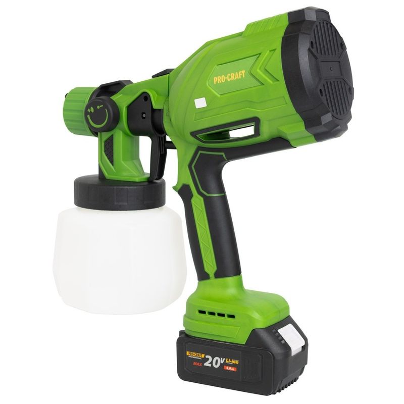 Casa si Gradina - Constructii - Vopsea si tencuieli - Pistoale si sisteme de vopsit si tencuit - Pistol de vopsit pe acumulator PROCRAFT PSE24, 20V, 1000 ml, debit 380 ml/min, acumulatorul nu este inclus - Infinity.ro