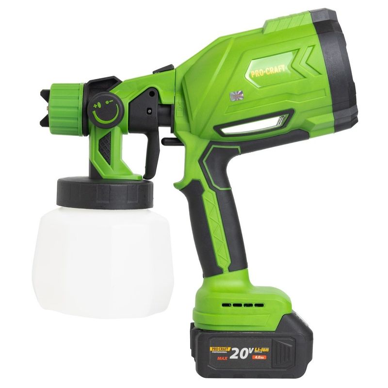 Casa si Gradina - Constructii - Vopsea si tencuieli - Pistoale si sisteme de vopsit si tencuit - Pistol de vopsit pe acumulator PROCRAFT PSE24, 20V, 1000 ml, debit 380 ml/min, acumulatorul nu este inclus - Infinity.ro