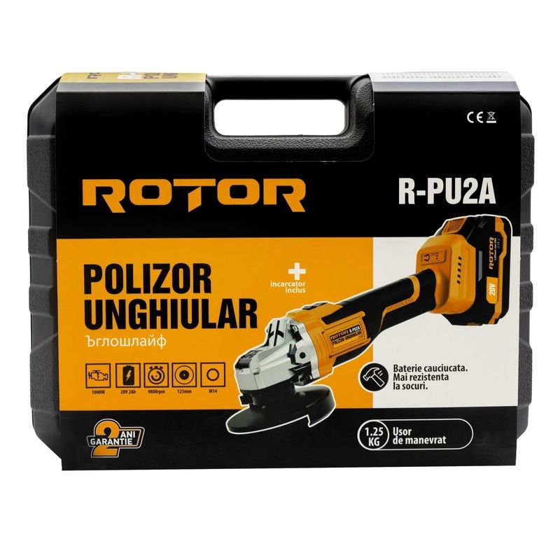 Casa si Gradina - Constructii - Scule electrice si accesorii - Polizoare - Polizor unghiular cu acumulator ROTOR R-PU2A 20V / 2Ah, brushless - Infinity.ro