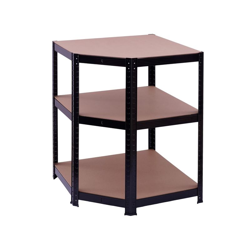 Casa si Gradina - Constructii - Depozitare, transport si protectie - Rafturi, fisete si vestiare - Raft de colt negru 70x45x180 cm pentru depozitare ROTOR - Infinity.ro