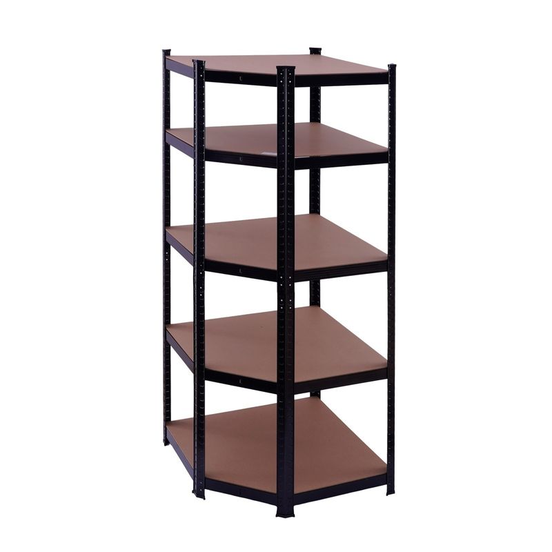 Casa si Gradina - Constructii - Depozitare, transport si protectie - Rafturi, fisete si vestiare - Raft de colt negru 70x45x180 cm pentru depozitare ROTOR - Infinity.ro