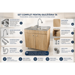 Casa si Gradina - Mobilier - Seturi de mobilier - Seturi bucatarie - Set Masca Chiuveta Sonoma 80 cm X 50 cm X 80 cm, chiuveta inox cuva dreapta, baterie lebada flexibila si sifon scurgere - Infinity.ro