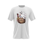 Fashion, accesorii si bijuterii - Barbati - Imbracaminte - Tricouri si bluze barbati - Tricou barbati Corabie Pirati One Piece Caraibe Shark, alb, marime 2XL - Infinity.ro