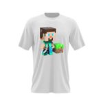 Fashion, accesorii si bijuterii - Barbati - Imbracaminte - Tricouri si bluze barbati - Tricou barbati Cool Steve Miner Minecraft, alb, marime 2XL - Infinity.ro
