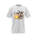 Fashion, accesorii si bijuterii - Barbati - Imbracaminte - Tricouri si bluze barbati - Tricou barbati Cyborg Franky Attack One Piece Pirat, alb, marime 2XL - Infinity.ro