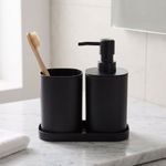 Casa si Gradina - Sanitare - Suporturi si accesorii baie - Accesorii baie - Set accesorii de baie, 3 piese, culoare negru, design modern - Infinity.ro