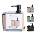 Casa si Gradina - Sanitare - Suporturi si accesorii baie - Accesorii baie - Set accesorii de baie, 3 piese, culoare gri, design modern - Infinity.ro