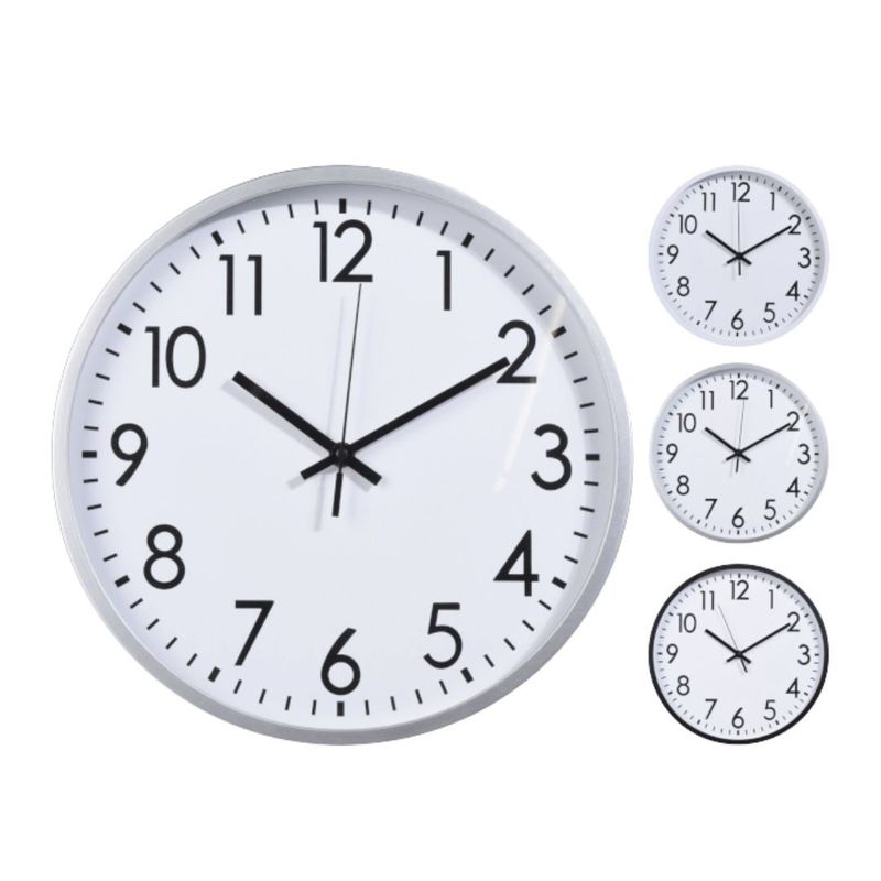 Casa si Gradina - Decoratiuni - Ceasuri - Ceas de perete alb cu cadru gri si cifre negre, 30 cm, design modern - Infinity.ro