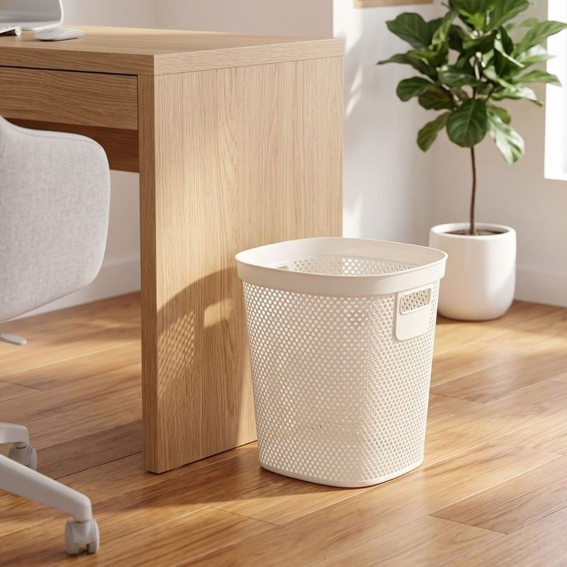 Casa si Gradina - Mobilier - Organizare si depozitare - Cosuri de gunoi - Cos de gunoi 12.5L, din plastic reciclat, model perforat, alb - Infinity.ro