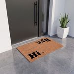 Casa si Gradina - Textile si covoare - Covoare - Covorase intrare - Covor intrare din fibra de cocos 39x59 cm, cu mesaj Hi, Bye - Infinity.ro