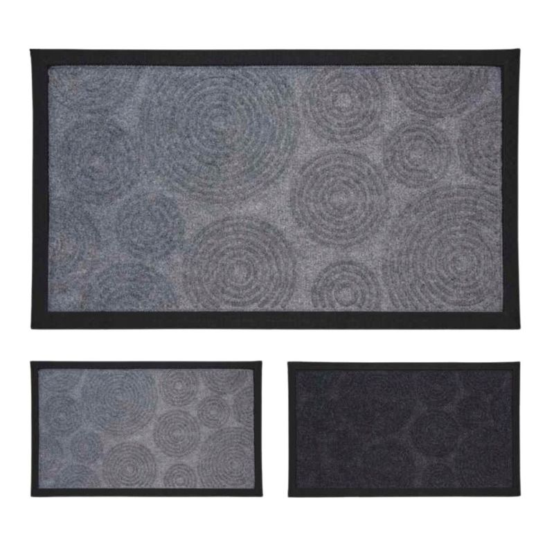Casa si Gradina - Textile si covoare - Covoare - Covorase intrare - Covor de intrare cauciuc 40x70 cm, gri inchis, model cerculete - Infinity.ro