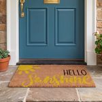 Casa si Gradina - Textile si covoare - Covoare - Covorase intrare - Covor de intrare din fibra cocos 39x59 cm, cu mesaj Hello Sunshine - Infinity.ro