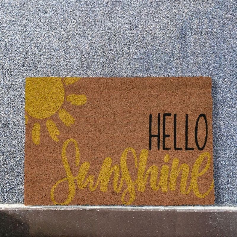 Casa si Gradina - Textile si covoare - Covoare - Covorase intrare - Covor de intrare din fibra cocos 39x59 cm, cu mesaj Hello Sunshine - Infinity.ro