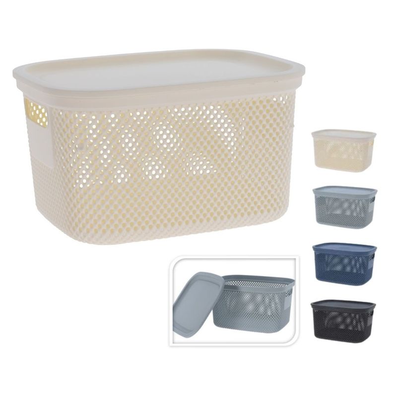 Casa si Gradina - Mobilier - Organizare si depozitare - Cutii depozitare - Cos depozitare cu capac, 6 L, din plastic perforat, Storage Solutions, alb - Infinity.ro