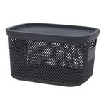 Casa si Gradina - Mobilier - Organizare si depozitare - Cutii depozitare - Cos depozitare cu capac, 6 L, din plastic perforat, Storage Solutions, gri inchis - Infinity.ro