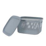Casa si Gradina - Mobilier - Organizare si depozitare - Cutii depozitare - Cos depozitare cu capac, 6 L, din plastic perforat, Storage Solutions, gri deschis - Infinity.ro