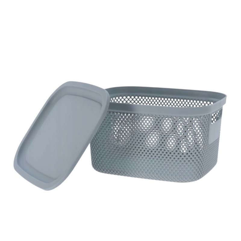 Casa si Gradina - Mobilier - Organizare si depozitare - Cutii depozitare - Cos depozitare cu capac, 6 L, din plastic perforat, Storage Solutions, gri deschis - Infinity.ro