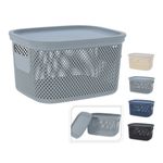 Casa si Gradina - Mobilier - Organizare si depozitare - Cutii depozitare - Cos depozitare cu capac, 6 L, din plastic perforat, Storage Solutions, gri deschis - Infinity.ro