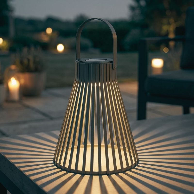 Casa si Gradina - Corpuri si surse de iluminat - Iluminat exterior - Lampi solare - Lampa solara decorativa, cu LED, cu agatatoare, 24 cm, culoare kaki - Infinity.ro
