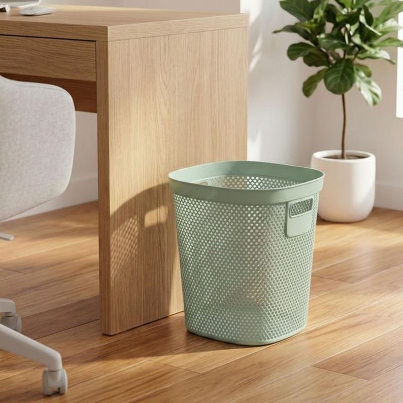 Casa si Gradina - Mobilier - Organizare si depozitare - Cosuri de gunoi - Cos de gunoi 12.5L, din plastic reciclat, model perforat, verde - Infinity.ro