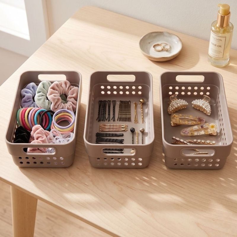 Casa si Gradina - Mobilier - Organizare si depozitare - Cutii depozitare - Set de 3 cosulete de depozitare, 350ml, Storage Solutions, 12x7x5 cm, taupe - Infinity.ro
