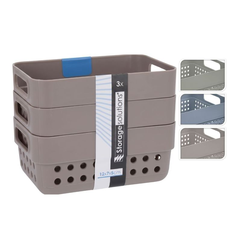 Casa si Gradina - Mobilier - Organizare si depozitare - Cutii depozitare - Set de 3 cosulete de depozitare, 350ml, Storage Solutions, 12x7x5 cm, taupe - Infinity.ro