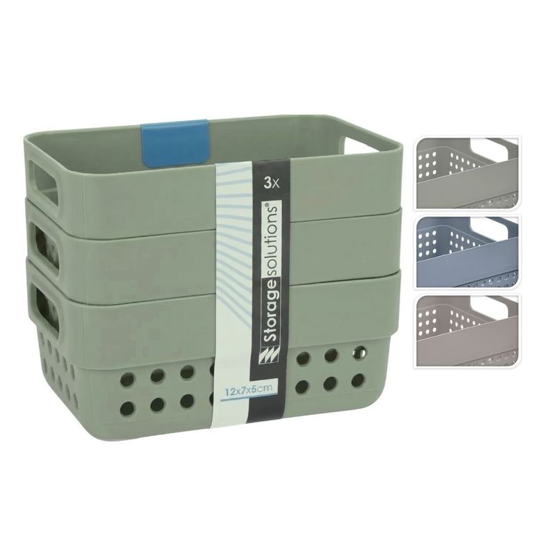 Casa si Gradina - Mobilier - Organizare si depozitare - Cutii depozitare - Set de 3 cosulete de depozitare, 350ml, Storage Solutions, 12x7x5 cm, verde - Infinity.ro