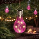 Casa si Gradina - Corpuri si surse de iluminat - Iluminat exterior - Lampi solare - Lampa solara in forma de bec roz transparent, LED, pentru gradina, terasa si exterior - Infinity.ro