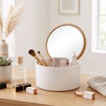 Ingrijire personala si Cosmetice - Machiaj - Oglinzi cosmetice - Oglinda de machiaj cu organizator cosmetic rotund, 13x13x7 cm, Eleganza - Infinity.ro