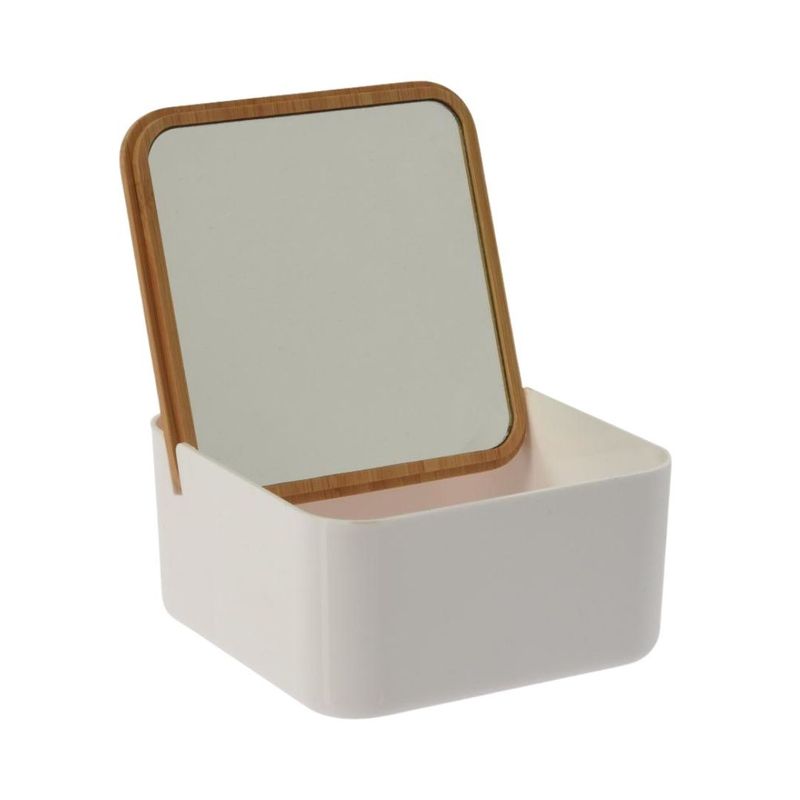 Ingrijire personala si Cosmetice - Machiaj - Oglinzi cosmetice - Oglinda de machiaj cu organizator cosmetic patrat, 13x13x7 cm, Eleganza - Infinity.ro
