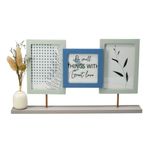 Market - Cadouri - Rame si albume foto - Rama foto decorativa, cu vaza, colaj pentru 3 poze, culoare albastru - Infinity.ro