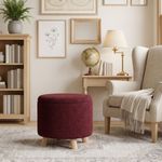 Casa si Gradina - Mobilier - Scaune si fotolii - Tabureti - Taburet material grena Teddy, cu spatiu de depozitare si picioare de lemn, 40x37 cm - Infinity.ro