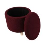 Casa si Gradina - Mobilier - Scaune si fotolii - Tabureti - Taburet material grena Teddy, cu spatiu de depozitare si picioare de lemn, 40x37 cm - Infinity.ro