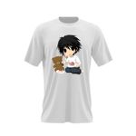 Fashion, accesorii si bijuterii - Barbati - Imbracaminte - Tricouri si bluze barbati - Tricou barbati Death Note Bebe Detectiv Tort Manga, alb, marime 2XL - Infinity.ro