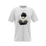 Fashion, accesorii si bijuterii - Barbati - Imbracaminte - Tricouri si bluze barbati - Tricou barbati Death Note L Detectiv Dragobete Valentines Day Anime, alb, marime 2XL - Infinity.ro