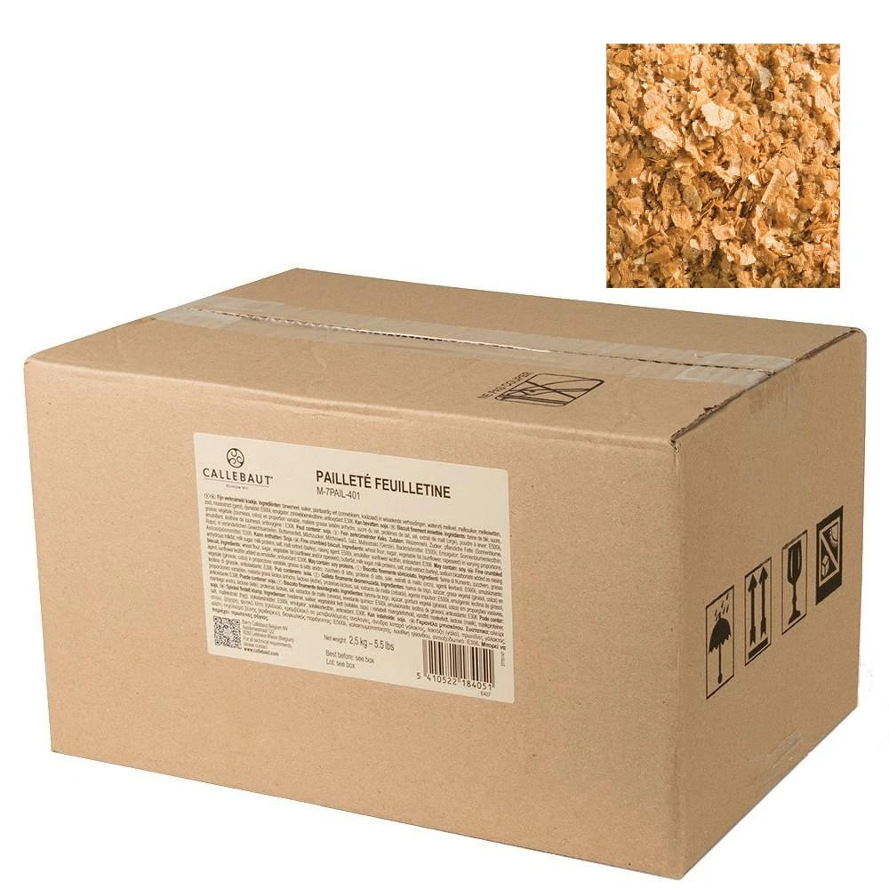 Biscuiti Paillete Feuilletine Callebaut 2.5kg – bucati fulgi biscuiti crocanti caramelizati, decor crunchy