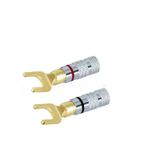 PC, gaming si accesorii - Robotica si accesorii - Accesorii robotica - Set 2 mufe banana tip furca in U tata 4mm metal cu surub si inel negru si rosu - Infinity.ro