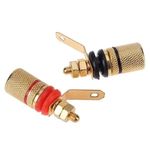 PC, gaming si accesorii - Robotica si accesorii - Accesorii robotica - Set 2 Mufe banana mama aurite 4mm cu inel negru si rosu montaj pe panou - Infinity.ro