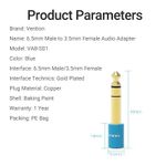 TV, Audio-Video si Foto - Accesorii TV si audio - Cabluri si adaptoare audio - Adaptor stereo audio Jack 3.5 mm soclu - Jack 6.3mm mufa aurit VENTION VAB-S01-L - Infinity.ro
