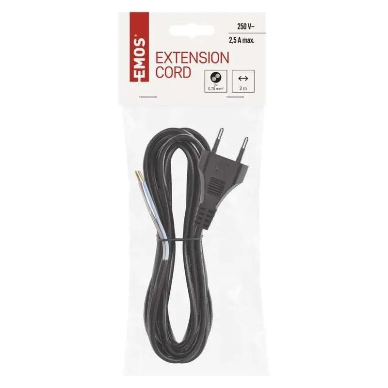 Casa si Gradina - Electrice - Cabluri electrice si conductori - Cablu de alimentare EMOS S19273 flexibil izolatie PVC 2 0.75mm2 3m negru - Infinity.ro