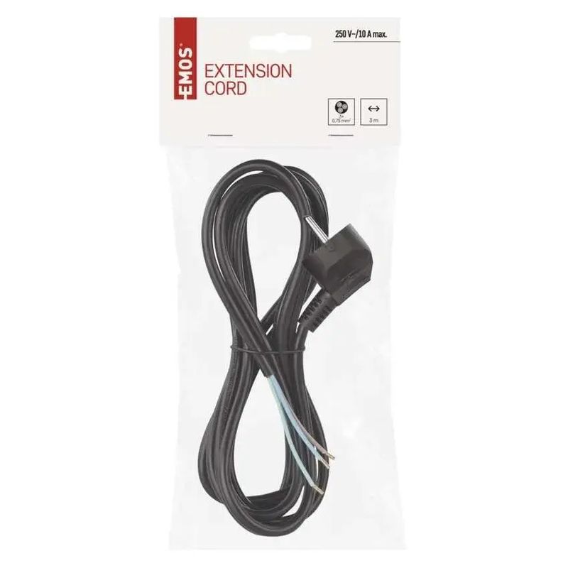 Casa si Gradina - Electrice - Cabluri electrice si conductori - Cablu de alimentare EMOS S18373 flexibil izolatie PVC 3 0.75mm2 3m negru - Infinity.ro