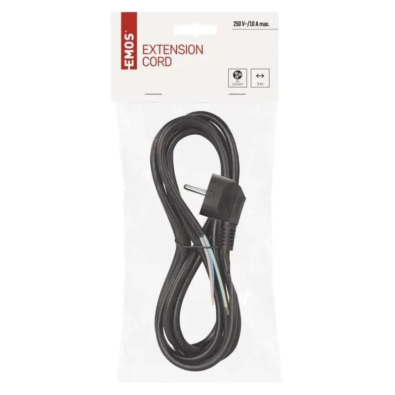 Casa si Gradina - Electrice - Cabluri electrice si conductori - Cablu de alimentare EMOS S18313 flexibil izolatie PVC 3x1mm2 3m negru - Infinity.ro