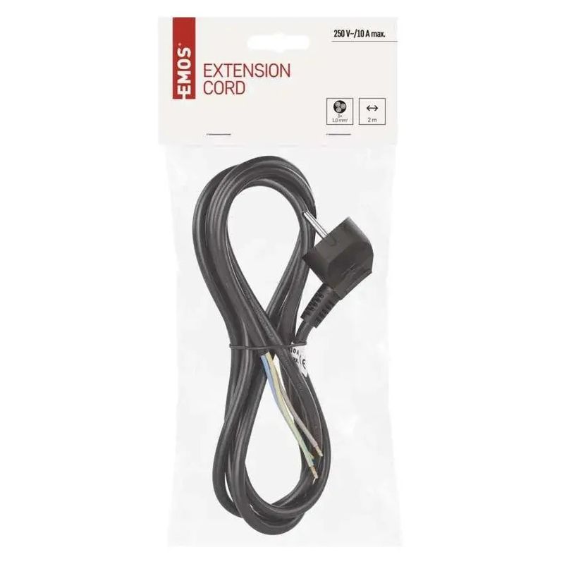 Casa si Gradina - Electrice - Cabluri electrice si conductori - Cablu de alimentare EMOS S18312 flexibil izolatie PVC 3x1mm2 2m negru - Infinity.ro