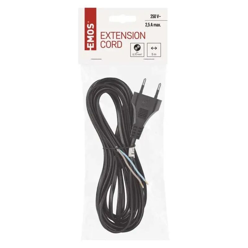 Casa si Gradina - Electrice - Cabluri electrice si conductori - Cablu de alimentare EMOS S19275 flexibil izolatie PVC 2 0.75mm2 5m negru - Infinity.ro