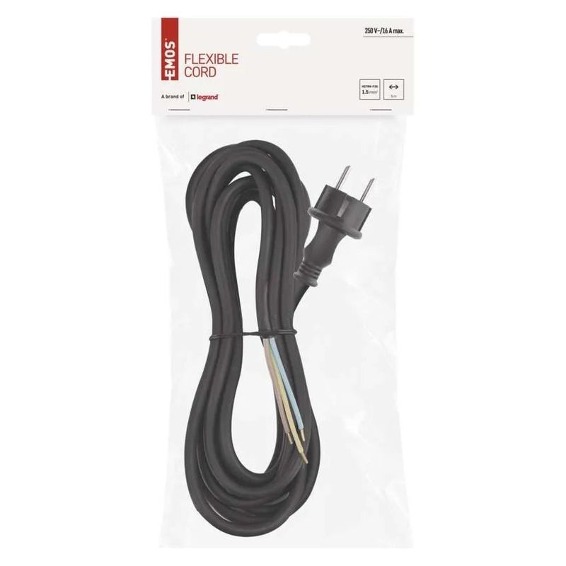 Casa si Gradina - Electrice - Cabluri electrice si conductori - Cablu de alimentare EMOS S03250N flexibil izolatie cauciuc/neopren 3x1.5mm2 H07RN-F 5m negru - Infinity.ro