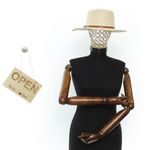 Fashion, accesorii si bijuterii - Femei - Accesorii femei - Caciuli si palarii femei - Palarie de soare, Dama, din paie de hartie, Buticcochet, bor mic, One size, catarama decorativa, Bej - PAL1701 - Infinity.ro