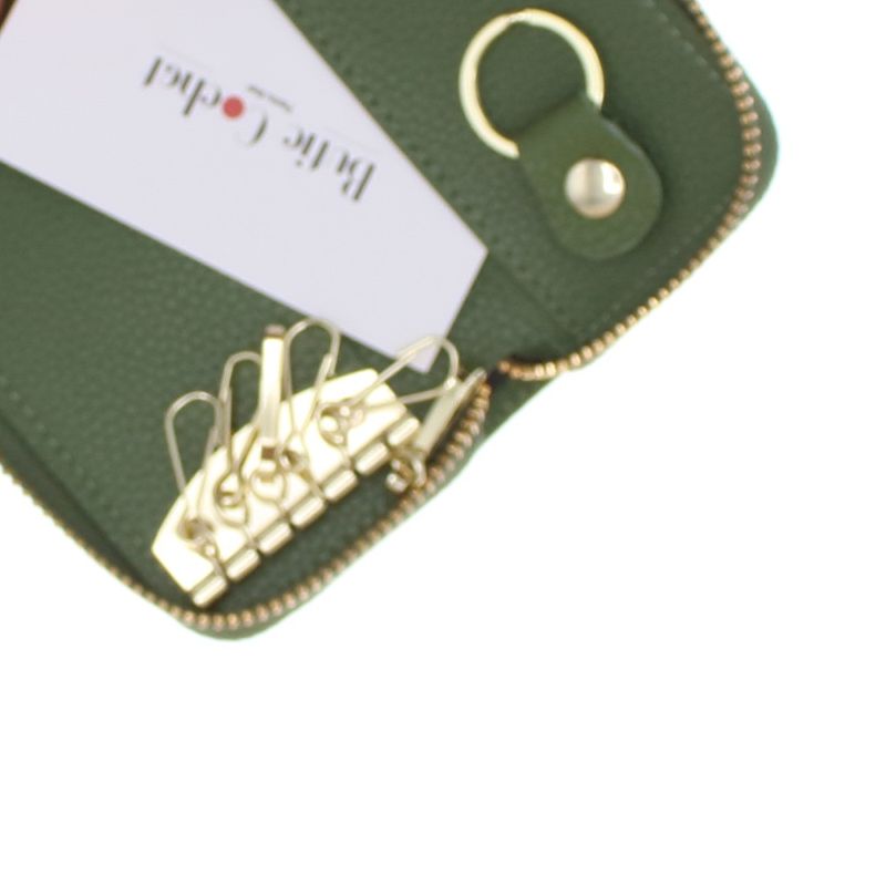 Fashion, accesorii si bijuterii - Femei - Accesorii femei - Portofele femei - Port chei, unisex, Buticcochet, din piele naturala, 6.5x11.5 cm, Verde masliniu - PR1107 - Infinity.ro